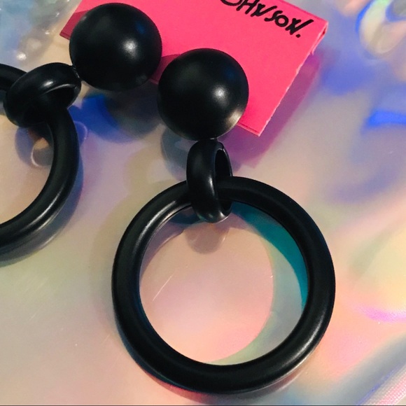 Black Marilyn big hoop earrings Betsey Johnson